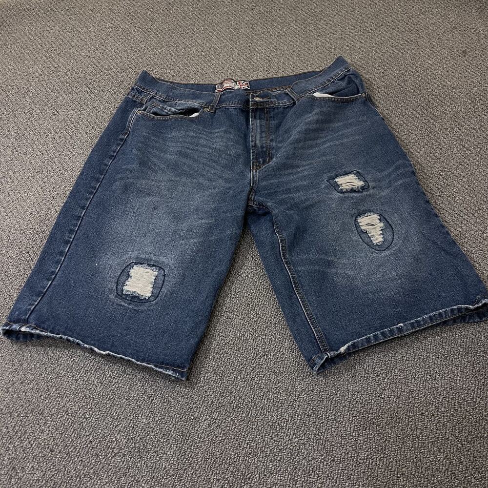 Vintage & Denim GS-115 Shorts Mens Size 40 Blue Distressed Embroidered